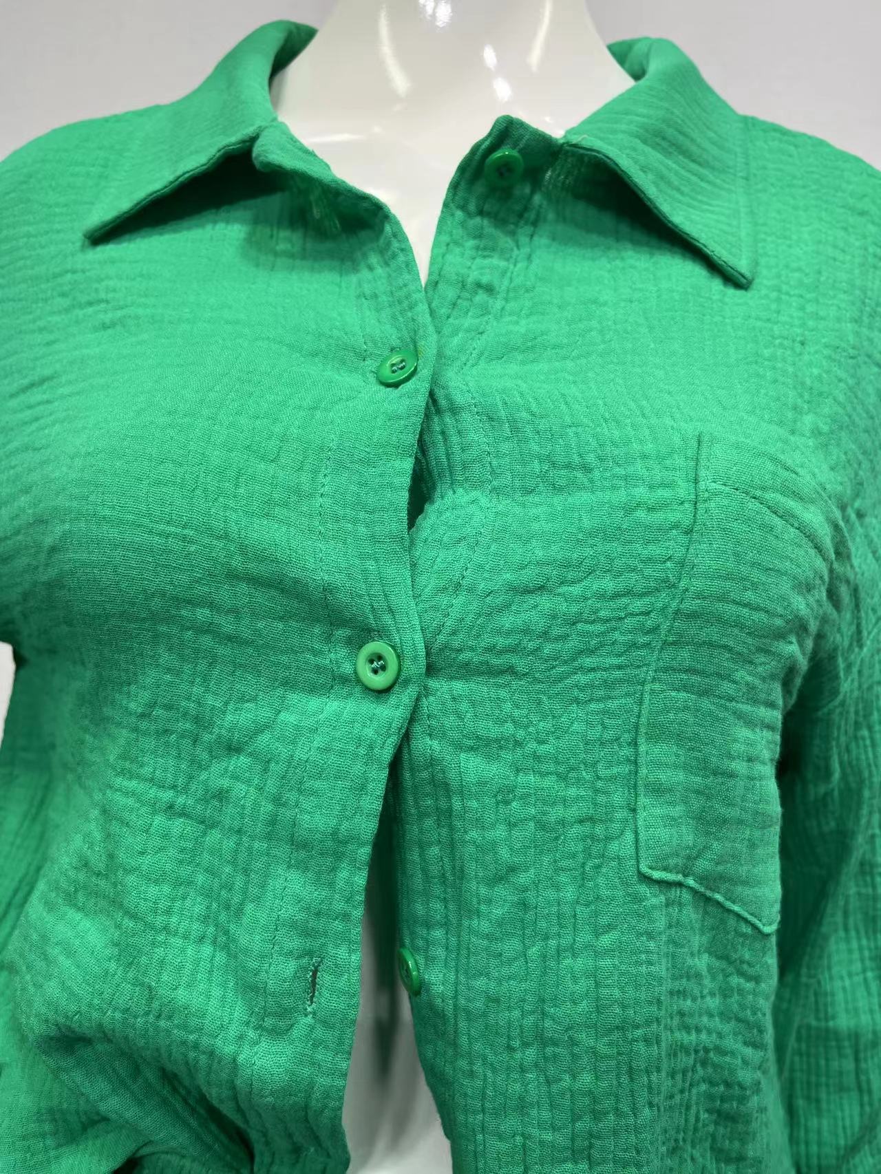 COTTON CRINKLE OVERSIZED BLOUSE AND SHORTS PLEATED SETS