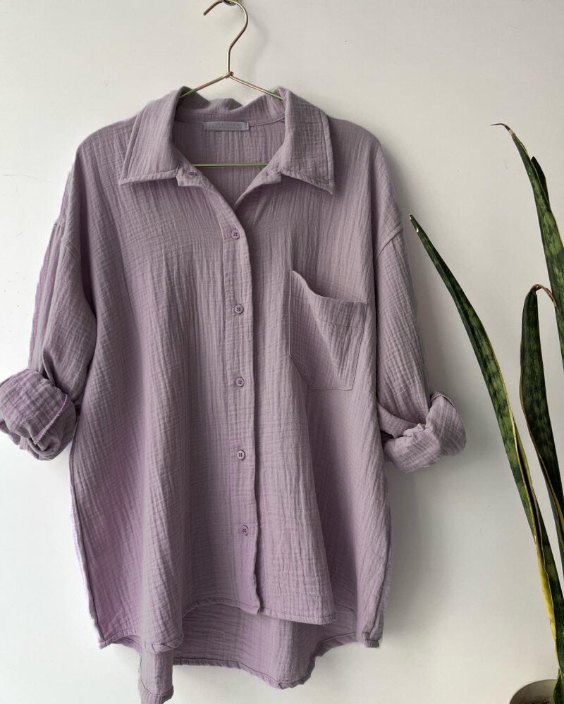 COTTON CRINKLE OVERSIZED BLOUSE AND SHORTS PLEATED SETS