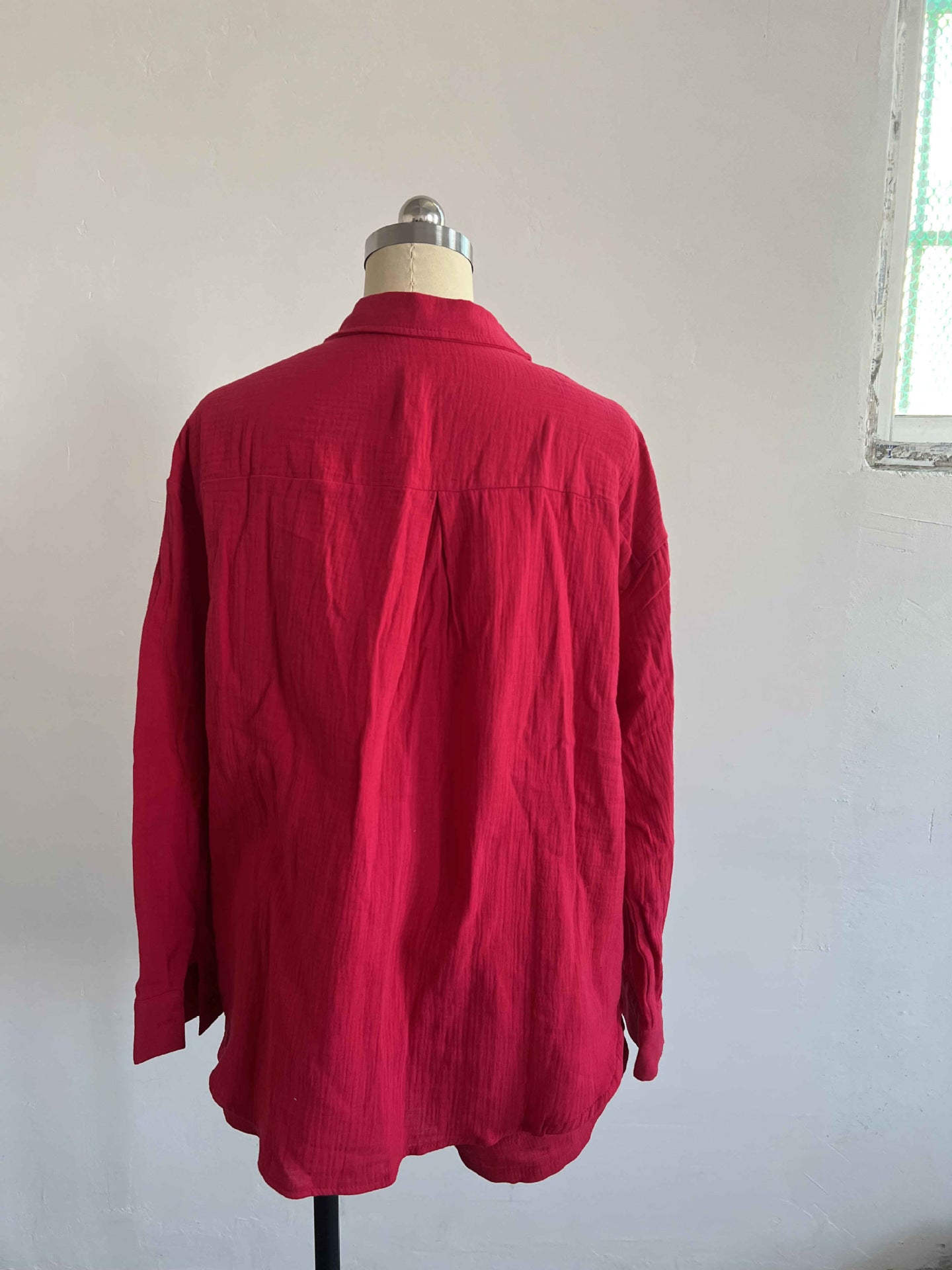 COTTON CRINKLE OVERSIZED BLOUSE AND SHORTS PLEATED SETS
