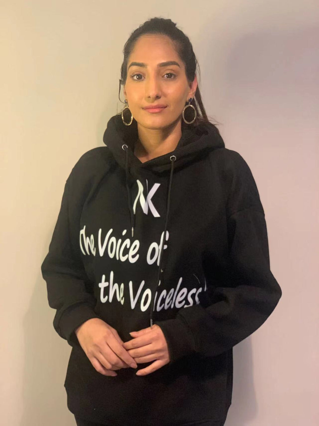 NAFISA'BLACK THE VOICE OF PRINT HOODIE $10.00