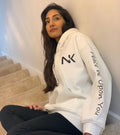 NAFISA'WHITE THE PEACE BE UPON YOU PRINT HOODIE $10.00