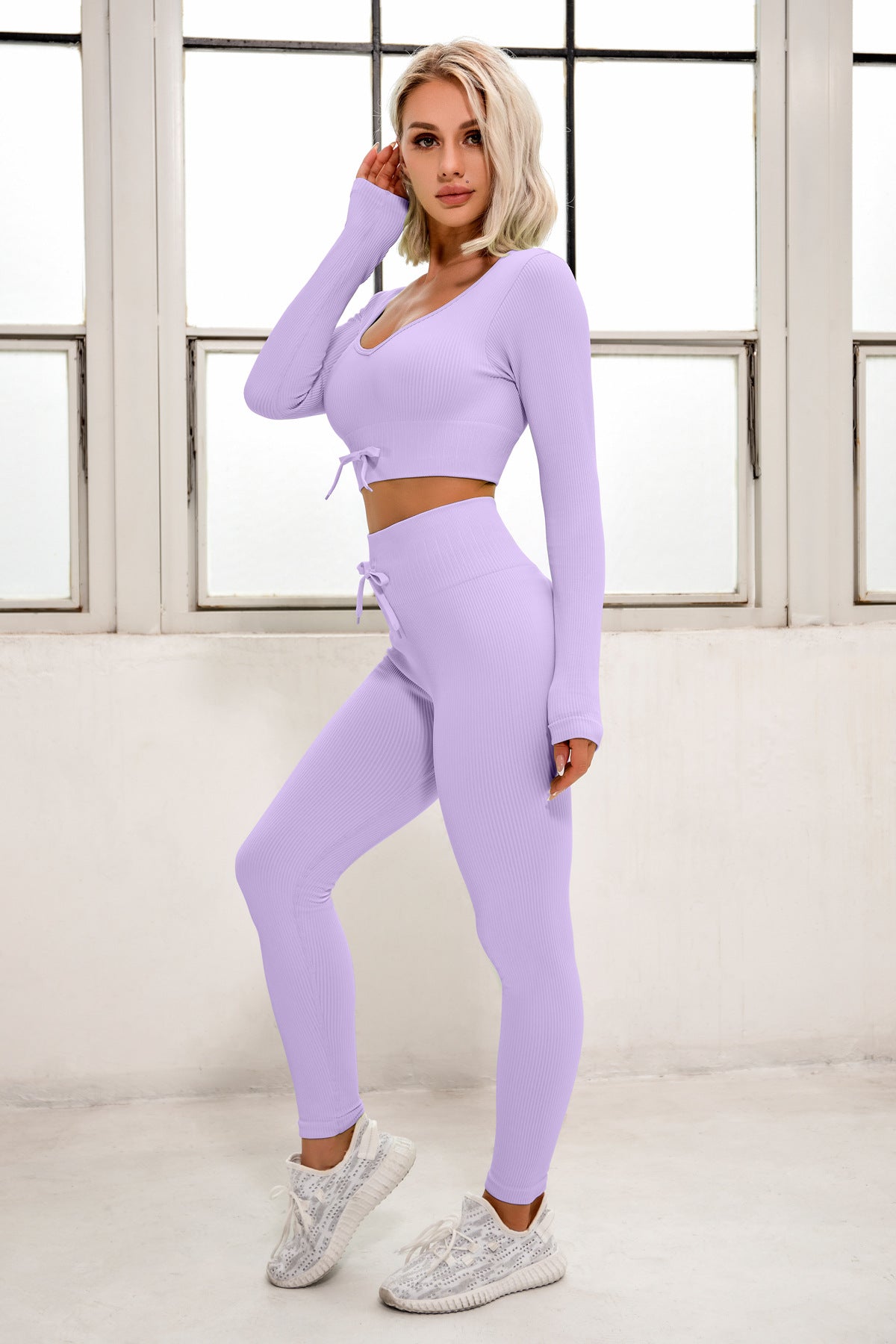 SPORTS SCULPT LUXE LONG SLEEVE SPORTS TOP& LEGGINGS – starbella-clothing