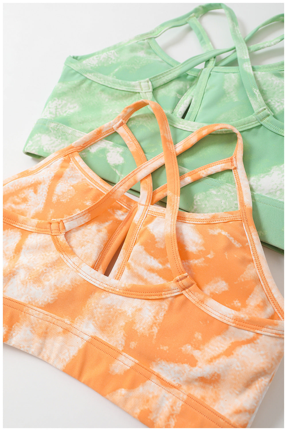 STARBELLA  PADDED TIE DYED RUCHED SPORTS BRA AND LEGGINGS SET