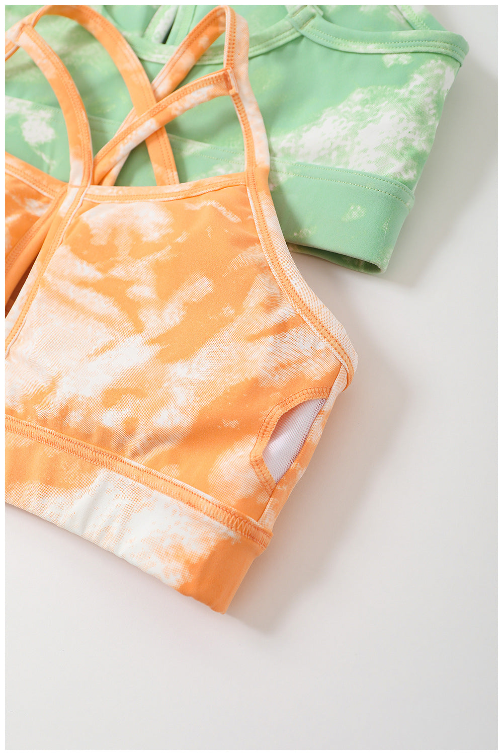 STARBELLA  PADDED TIE DYED RUCHED SPORTS BRA AND LEGGINGS SET